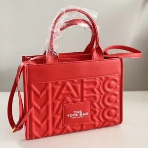 New Marc Jacobs The Tote Bag Monogram Red Medium Purse Handbag